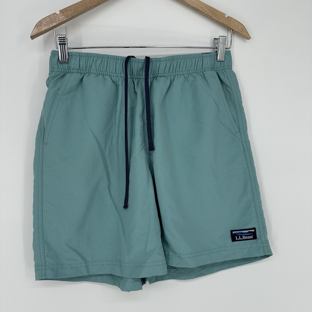 L.L.Bean Mens Small Teal Supplex Nylon Quick Dry Hiking Casual Shorts Drawstring